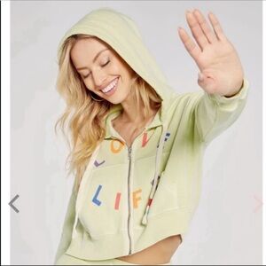 Wildfox Pullover Crop Hoodie Kinley Love Life NWOT
